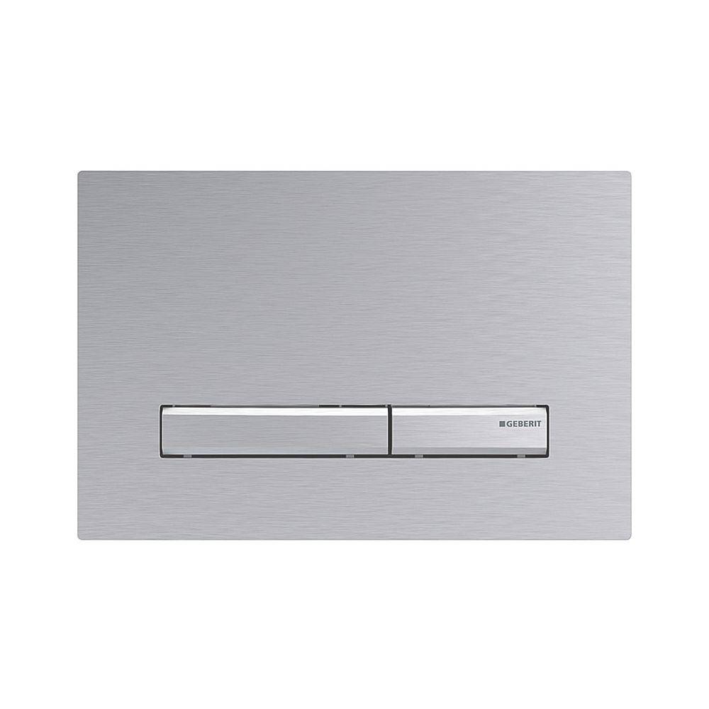 Geberit Drückerplatte Sigma50, 2-Mengen-Spülung, Square, Easy to Clean, Metallfarbe verchromt, gebürstet, EtC-0