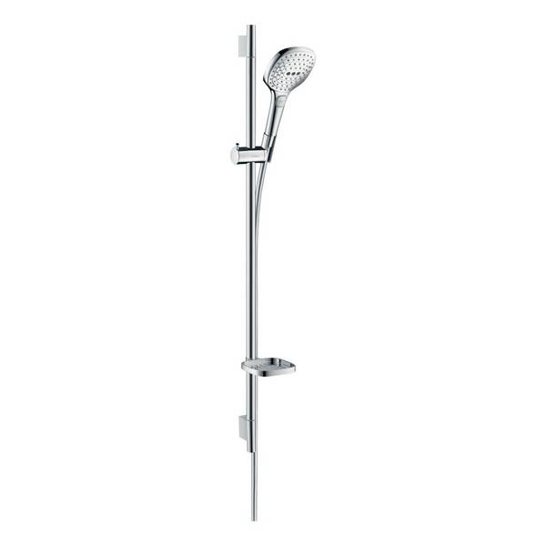 Hansgrohe Raindance Select E Brauseset 120mm, 14,4l/min, 3jet, Brausestange 90cm, Seifenschale, Weiß/Chrom