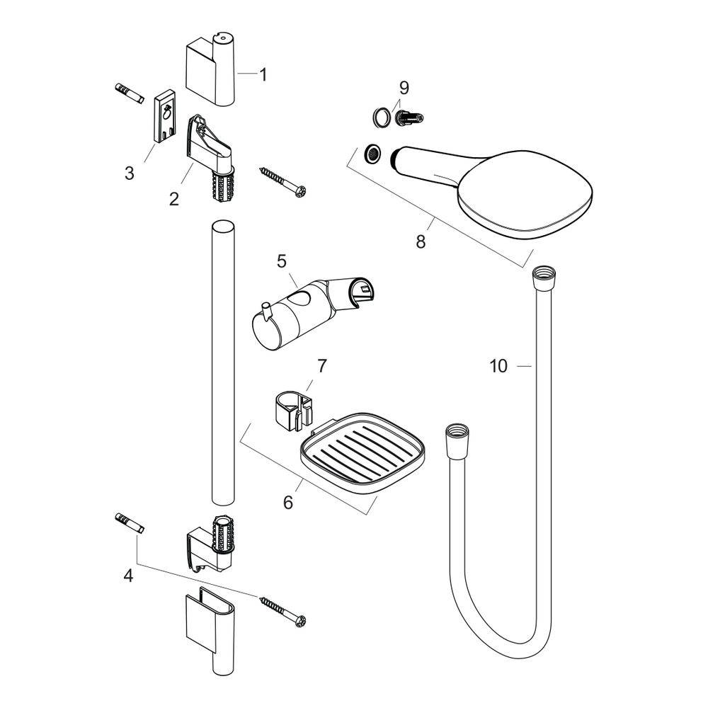 Hansgrohe Raindance Select E Brauseset 120mm, 14,4l/min, 3jet, Brausestange 90cm, Seifenschale, Weiß/Chrom-1