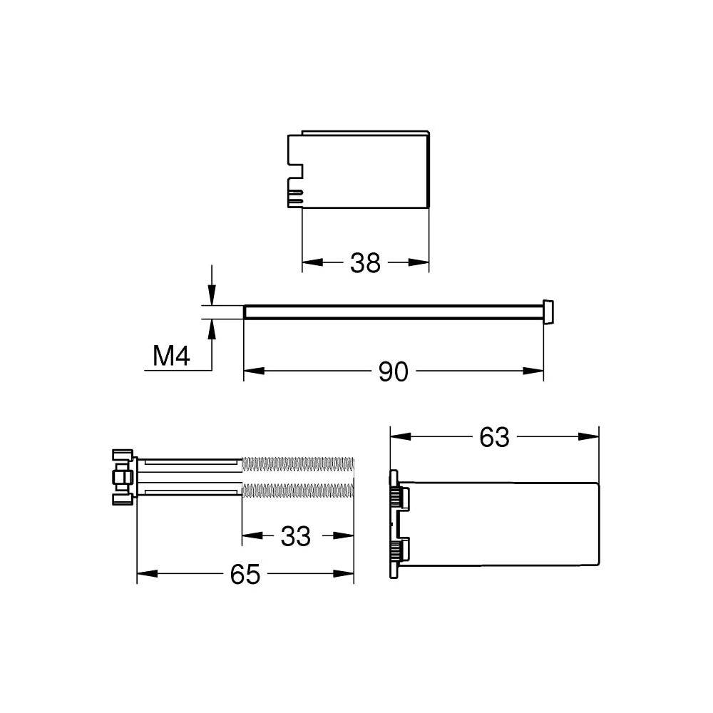Grohe Universal-Verlängerungsset, 25mm, für Fertigmontagesets in Kombination mit Rapido SmartBox, Chrom-2
