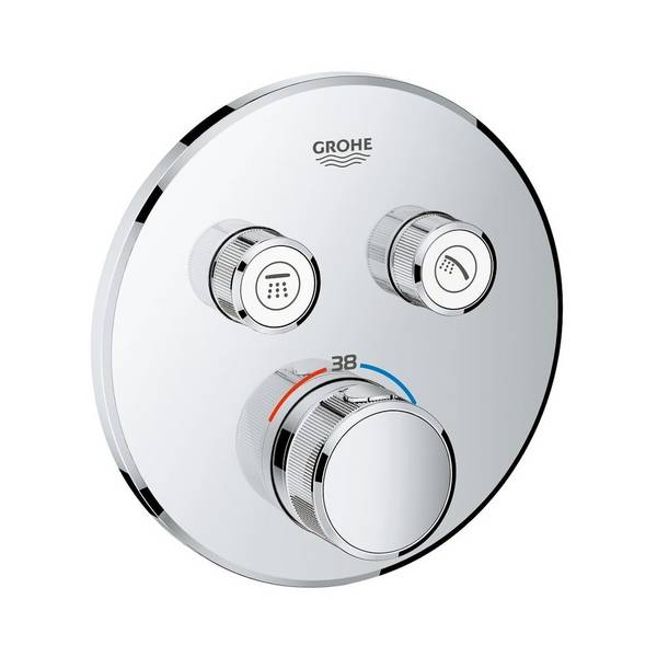 Grohe Grohtherm SmartControl Thermostat, rund, Fertigmontageset für Rapido SmartBox, 2 Absperrventile, Chrom, 29119000