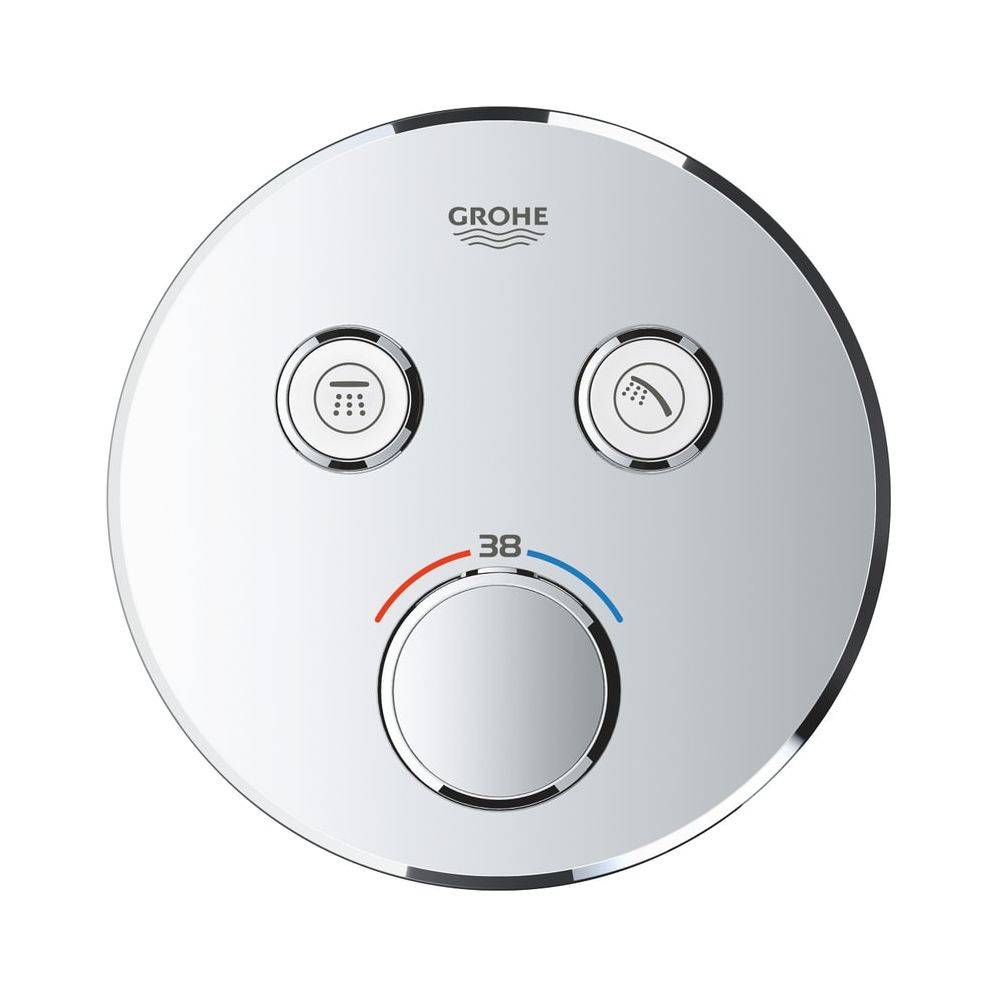 Grohe Grohtherm SmartControl Thermostat, rund, Fertigmontageset für Rapido SmartBox, 2 Absperrventile, Chrom, 29119000-3