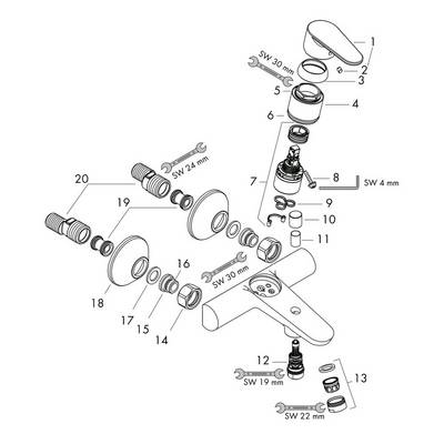 Hansgrohe Focus Einhebel-Wannenmischer Aufputz 19,8l/min, Chrom-1