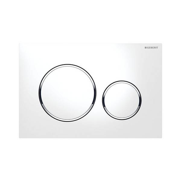 Geberit Drückerplatte Sigma20 mit 2-Mengen-Spülung, Weiß, Hochglanz verchromt, 115882KJ1