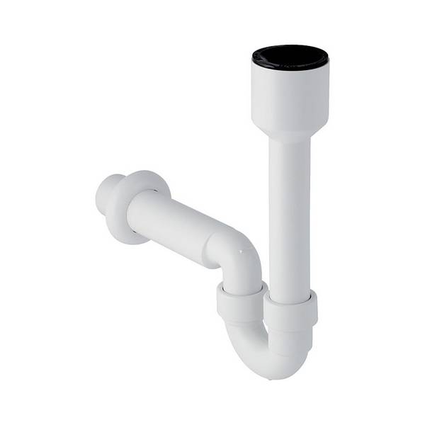 Geberit Siphon Rohrbogengeruchsverschluss für Ausgussbecken, Wandrosette, Abgang horizontal Außendurchmesser 50mm,