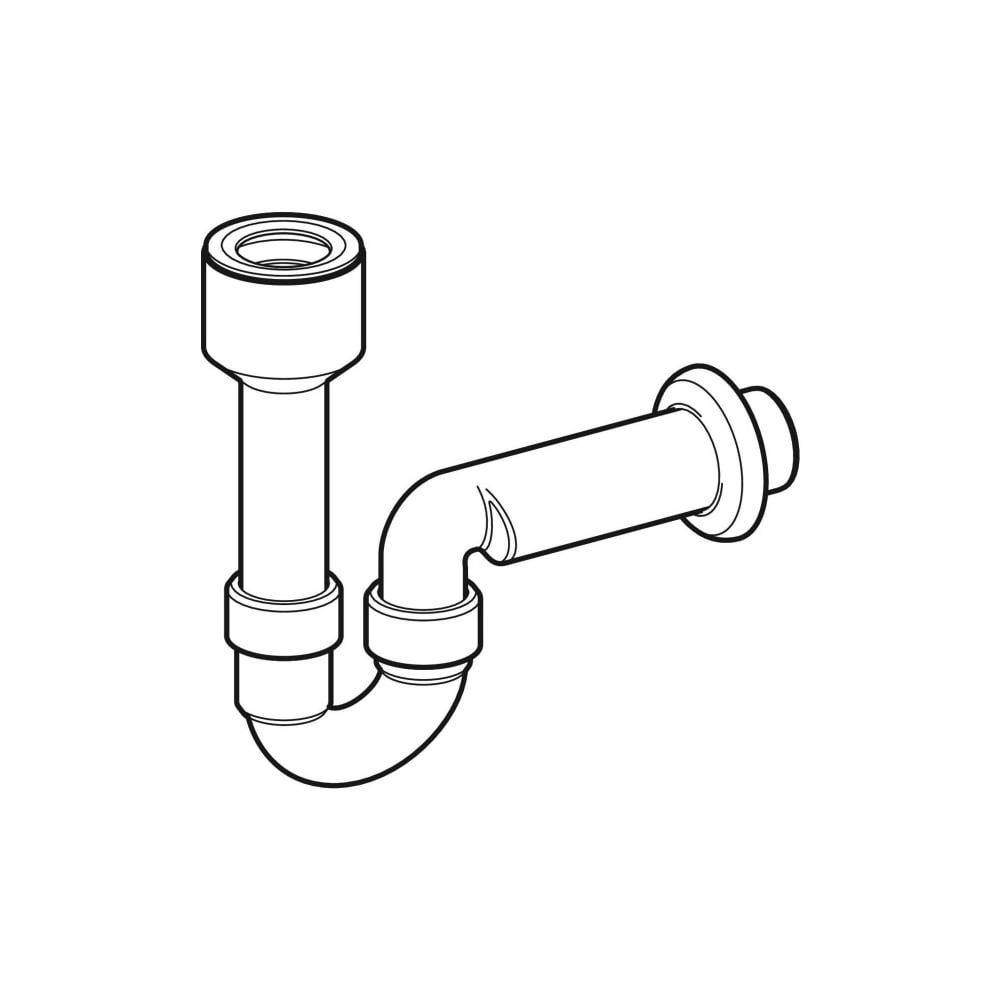 Geberit Siphon Rohrbogengeruchsverschluss für Ausgussbecken, Wandrosette, Abgang horizontal Außendurchmesser 50mm,-2