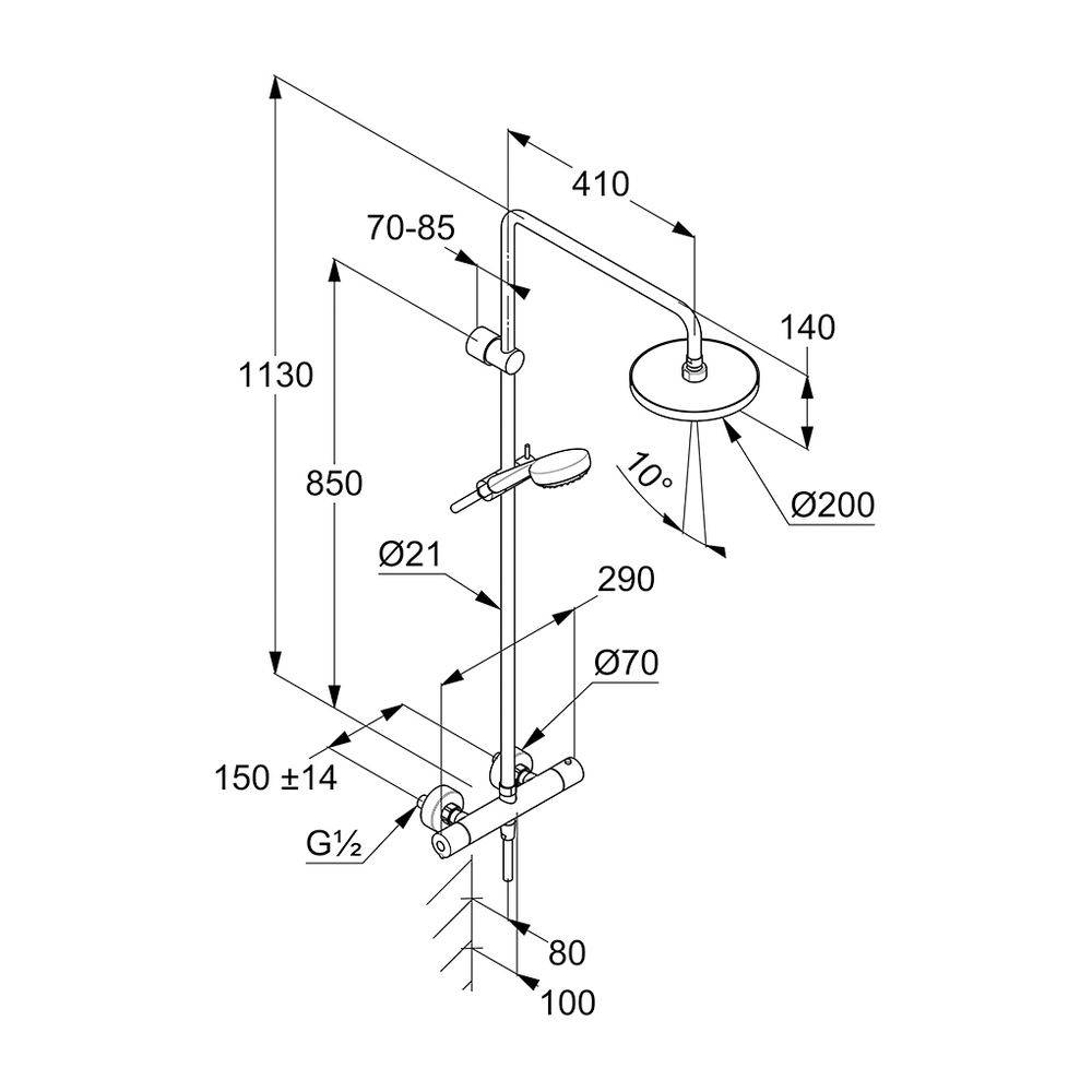 KLUDI LOGO BASIC THERMOSTAT DUAL SHOWER SYSTEM chrom-1