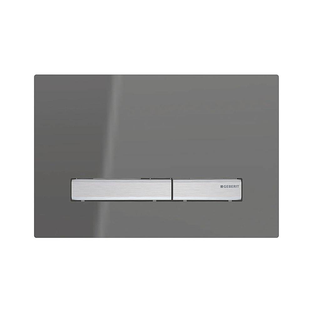 Geberit Drückerplatte Sigma50, 2-Mengen-Spülung, Square, Rauchglas verspiegelt, Metallfarbe verchromt, EtC