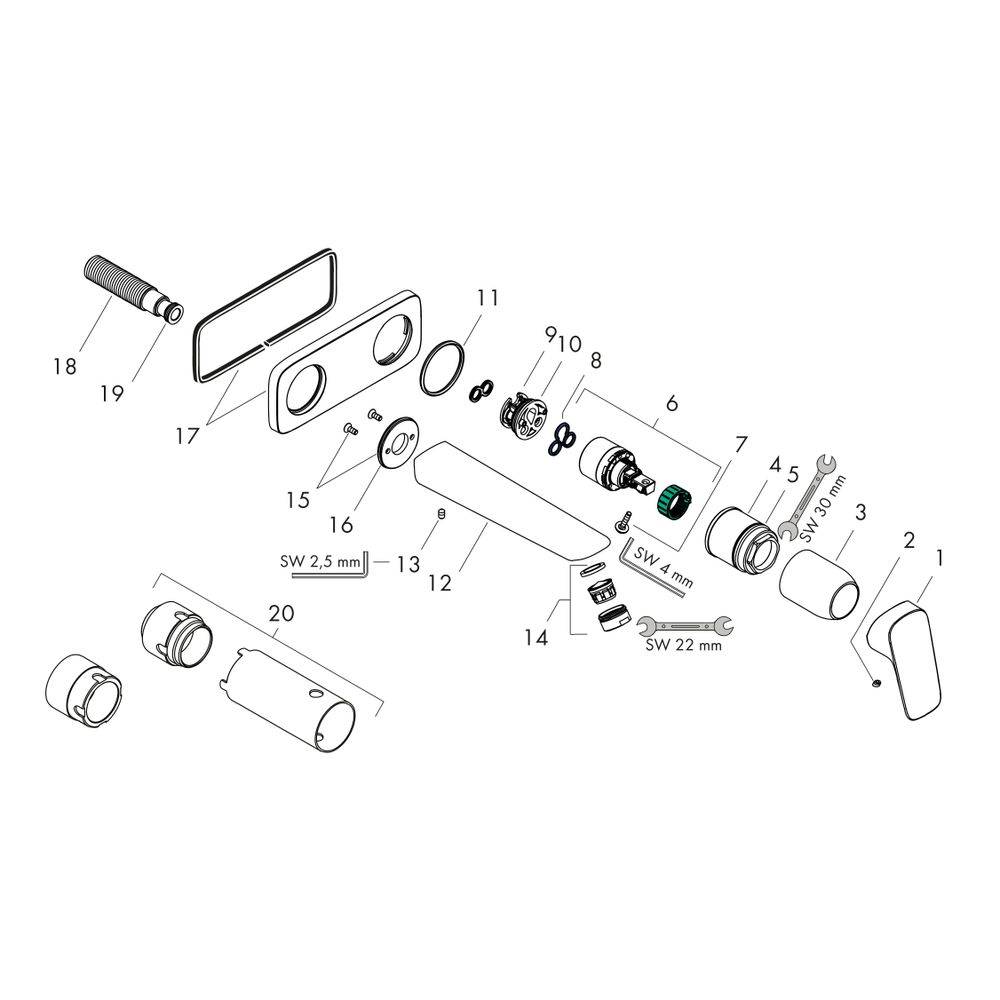 hansgrohe Logis Einhebel-Waschtischmischer Unterputz 5l/min Chrom mit 195mm Auslauf für Wandmontage-1