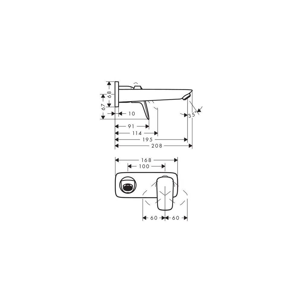 hansgrohe Logis Einhebel-Waschtischmischer Unterputz 5l/min Chrom mit 195mm Auslauf für Wandmontage-2