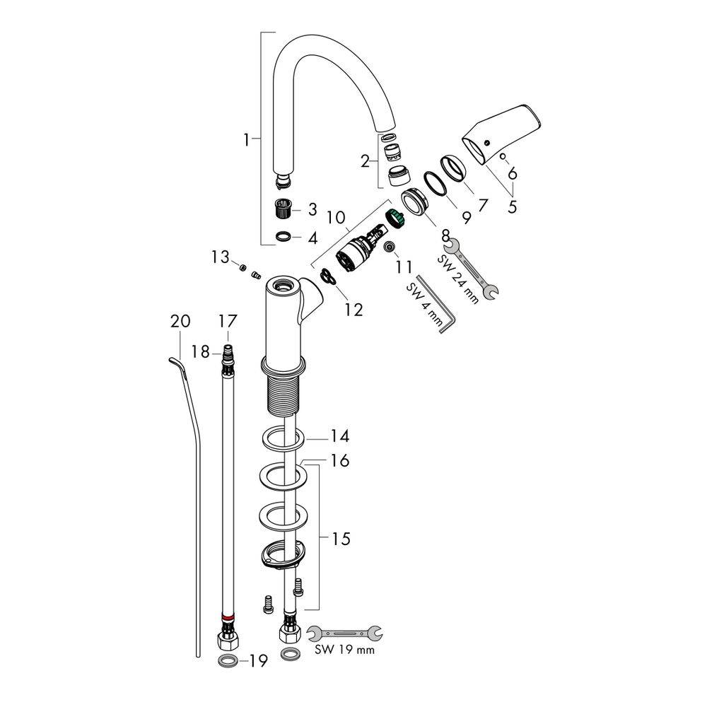 hansgrohe Logis Einhebel-Waschtischmischer 210mm 5l/min Chrom mit Schwenkauslauf und Zugstangen-Garnitur-2