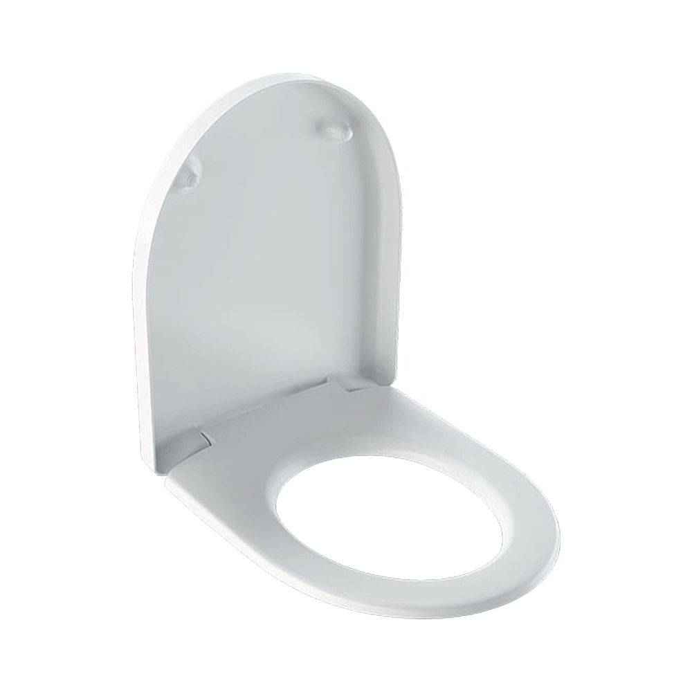 Geberit iCon WC-Sitz ohne Absenkautomatik, Quick-Release-Scharniere, Befestigung von oben, Weiß/glänzend