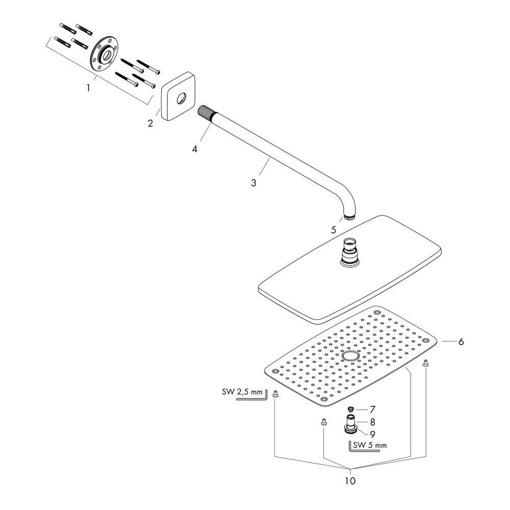 Hansgrohe Raindance E Kopfbrause 360mm 1jet 16,5l/min mit Brausearm 390mm, Chrom-1
