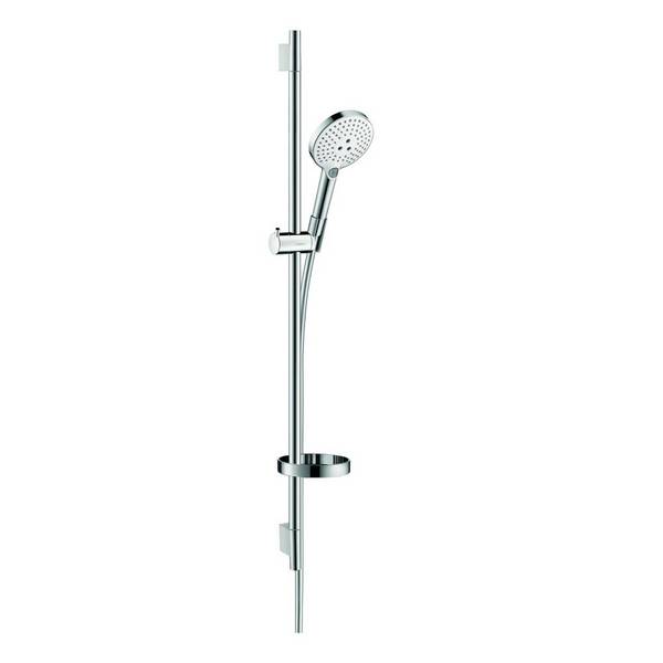 Hansgrohe Raindance Select S Brauseset 120mm, 15l/min, 3jet, Brausestange 90cm, Seifenschale, Weiß/Chrom