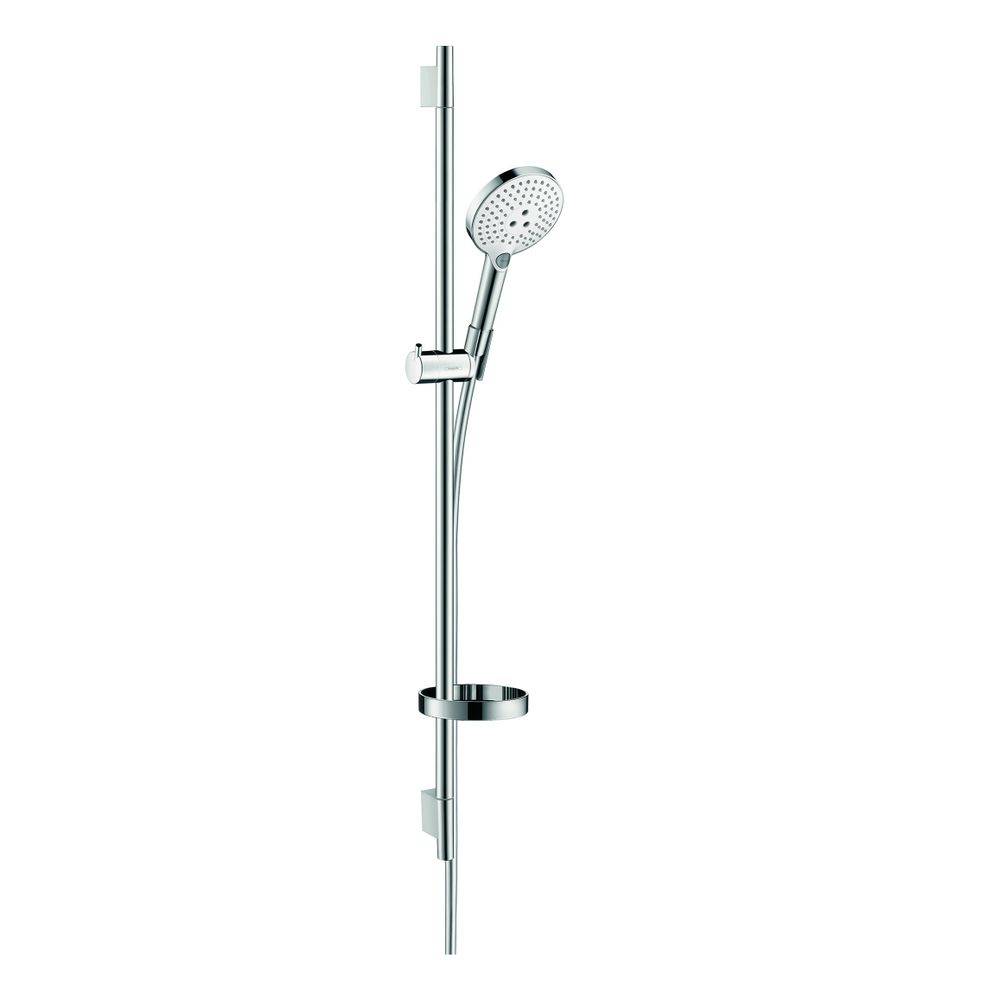 Hansgrohe Raindance Select S Brauseset 120mm, 15l/min, 3jet, Brausestange 90cm, Seifenschale, Weiß/Chrom-0