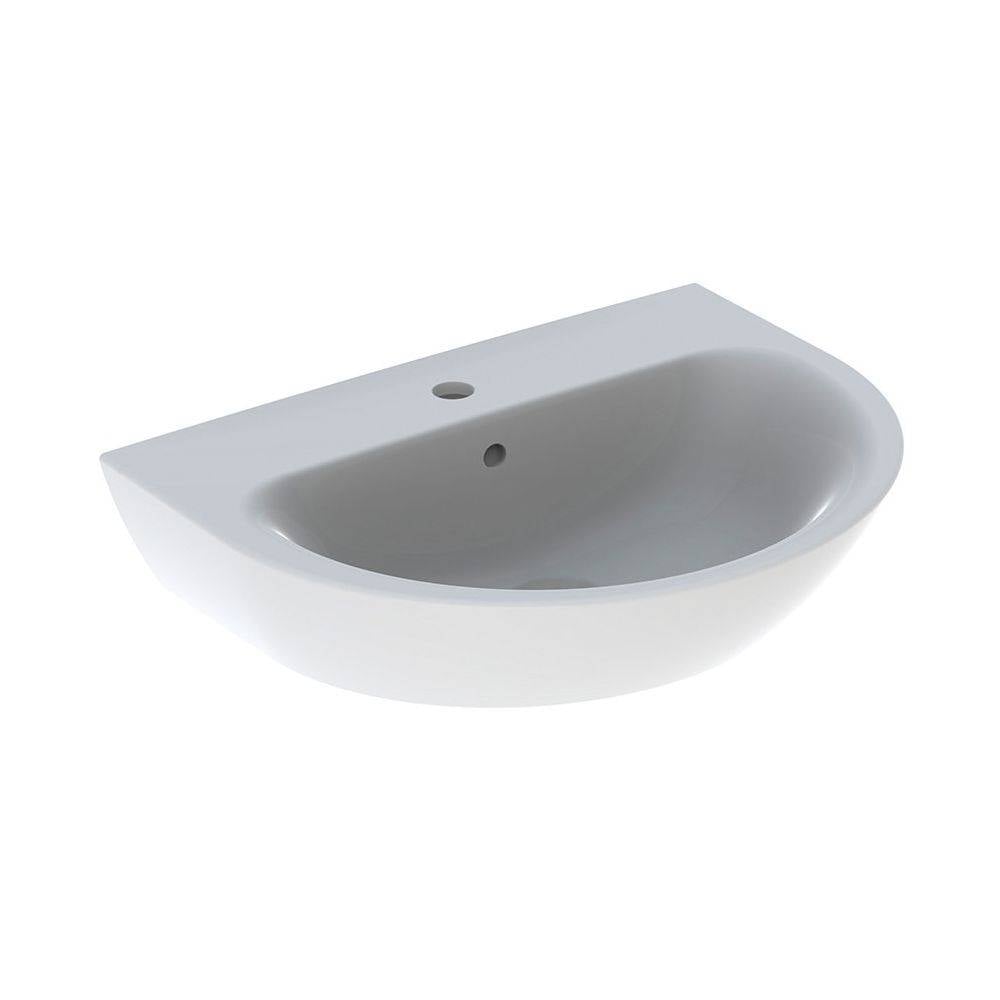 Geberit Renova Waschtisch, Breite 65cm, Tiefe 50cm, Hahnloch mittig, Überlauf sichtbar, Weiß-1