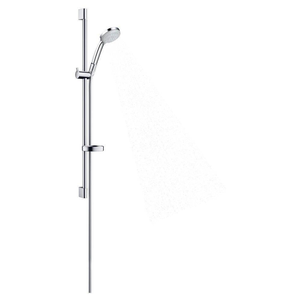 Hansgrohe Croma 100 Brauseset Vario EcoSmart mit Brausestange 650mm 9l/min Seifenschale, Chrom-1