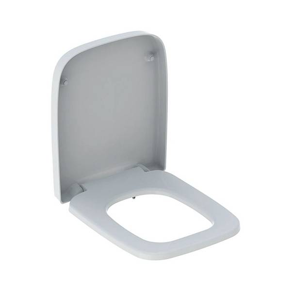 Geberit Renova Plan WC-Sitz eckiges Design, Befestigung von unten ohne Absenkautomatik, unten, Weiß/glänzend
