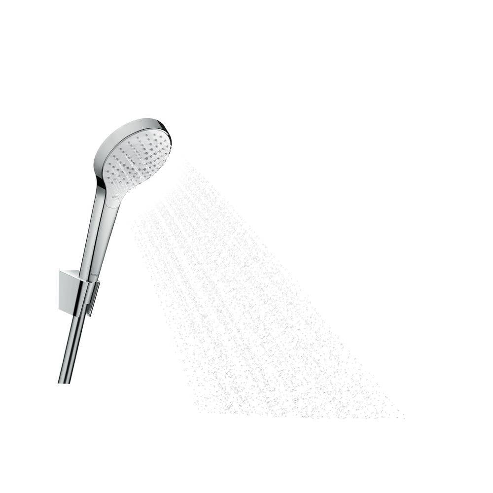 hansgrohe Croma Select S Brausehalterset 110mm 14,7l/min Vario mit Brauseschlauch 1,25m, Weiß/Chrom-1