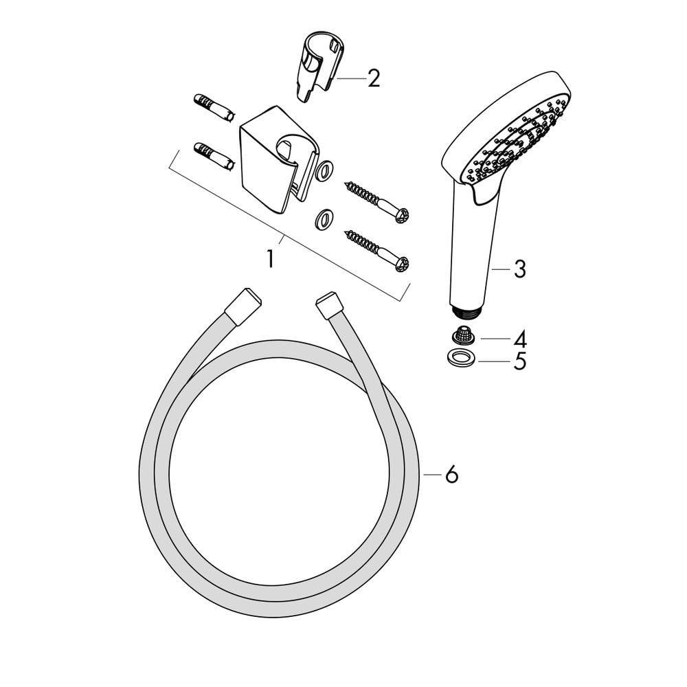 hansgrohe Croma Select S Brausehalterset 110mm 14,7l/min Vario mit Brauseschlauch 1,25m, Weiß/Chrom-2