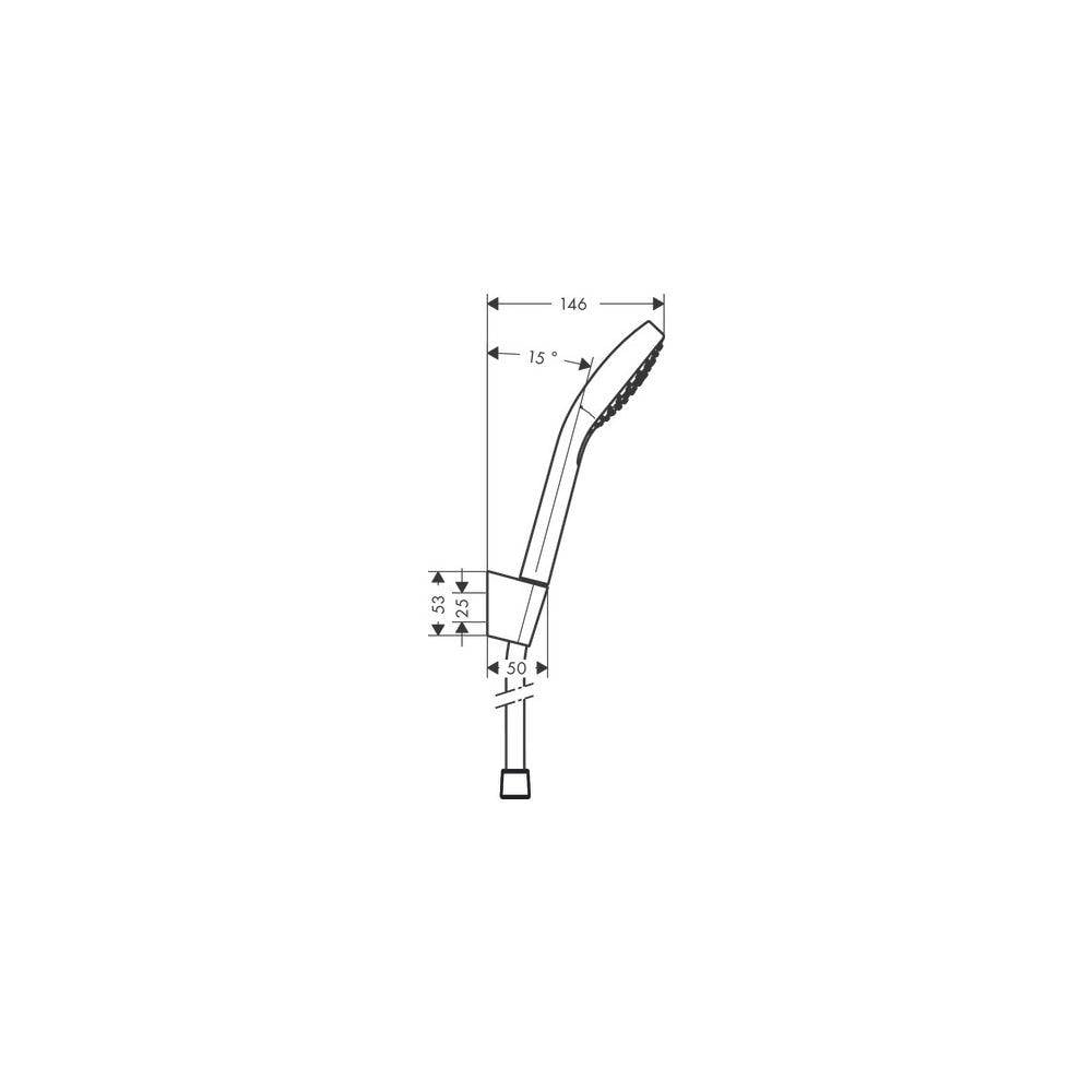 hansgrohe Croma Select S Brausehalterset 110mm 14,7l/min Vario mit Brauseschlauch 1,25m, Weiß/Chrom-3
