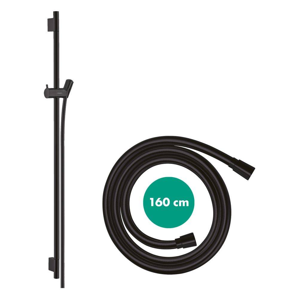 Hansgrohe Unica Brausestange S Puro 90cm, Isiflex Brauseschlauch 160cm, Mattschwarz-1