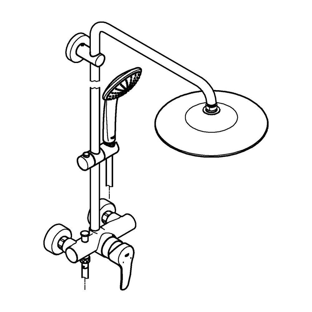 Grohe Euphoria 260 Duschsystem mit Aufputz-Einhand-Brausebatterie, Wandmontage, Brausearm 450mm, Chrom, 27473002-3