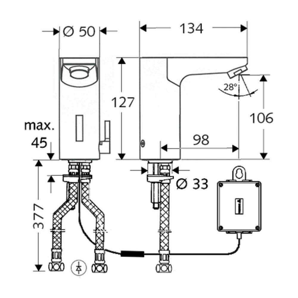 Schell Celis E HD-M Elektronische Waschtischarmatur, Mischwasser, Batteriebetrieb, Chrom-1
