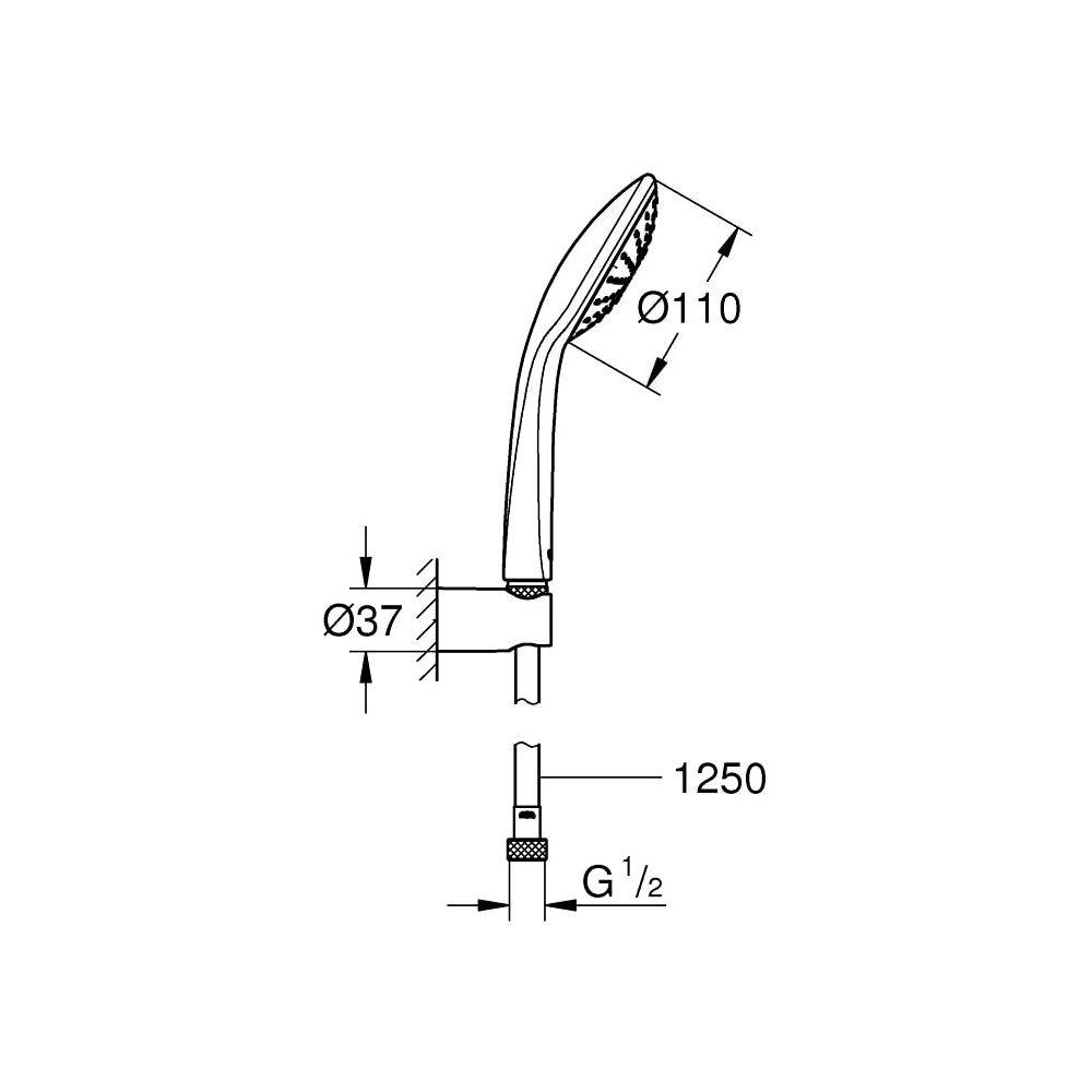 Grohe Euphoria 110 Mono Wandhalterset, 1 Strahlart, max. Durchfluss bei 3 bar 21,7 l/min, Chrom, 27354000-2
