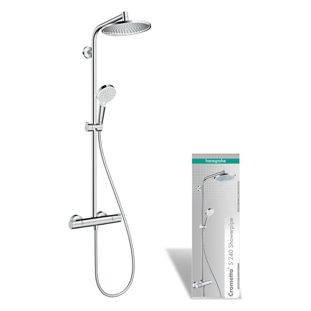 hansgrohe Crometta S Showerpipe 240mm 1jet 16l/min mit Thermostat, Chrom-1