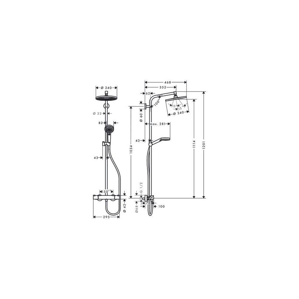 hansgrohe Crometta S Showerpipe 240mm 1jet 16l/min mit Thermostat, Chrom-3