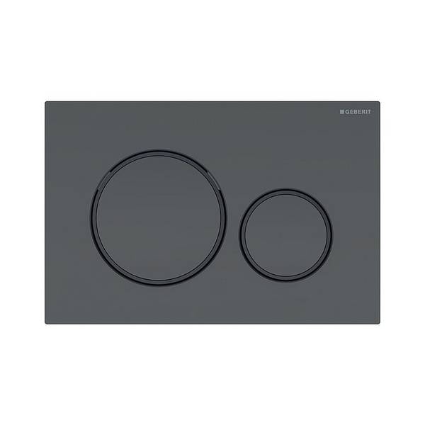 Geberit Drückerplatte Sigma20 mit 2-Mengen-Spülung, Schwarz/Schwarz matt lackiert, Easy to Clean-beschichtet, 115882161