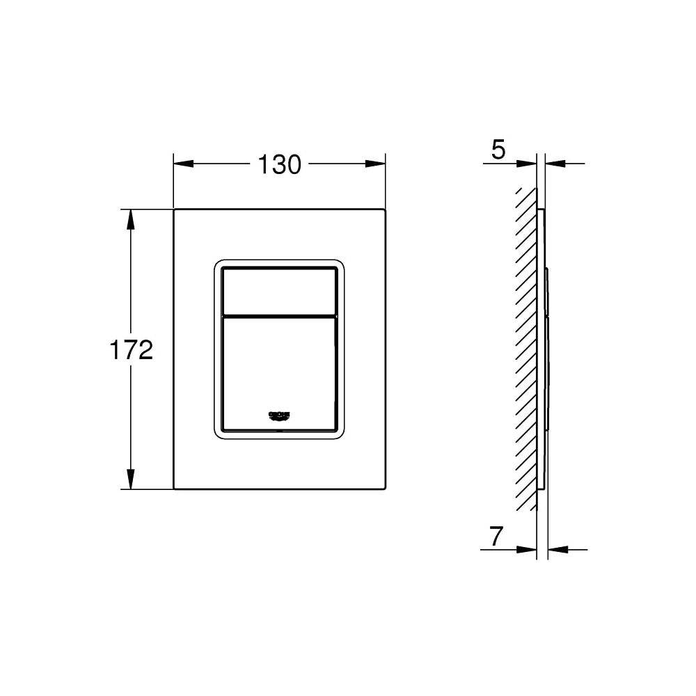 Grohe Skate Cosmopolitan S WC-Betätigung, 130x172mm, für kleinen Revisionsschacht, senkrechte Montage, Alpinweiß,-3