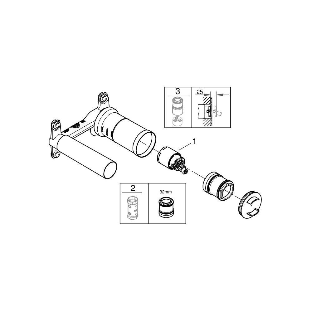 Grohe Einhand Unterputz-Universal-Einbaukörper für 2-Loch-Waschtischbatterien, Wandeinbau, G 1/2", 23571000-1
