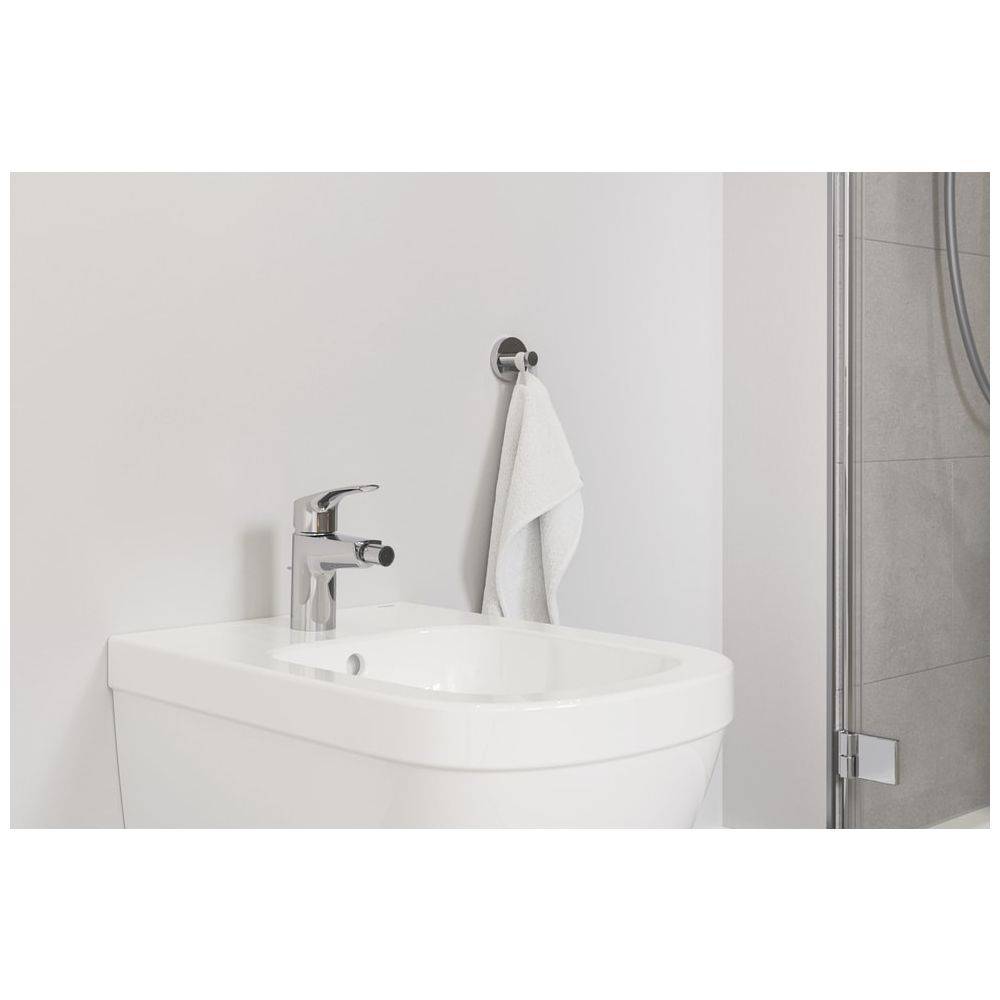 Grohe Eurosmart Einhand-Bidetbatterie, 1-Loch-Montage, Temperaturbegrenzer, Zugstangen-Garnitur, Chrom, 32929003-1