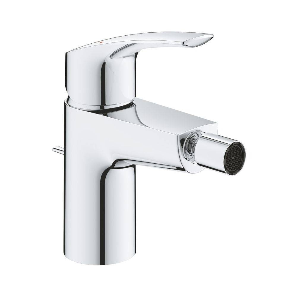 Grohe Eurosmart Einhand-Bidetbatterie, 1-Loch-Montage, Temperaturbegrenzer, Zugstangen-Garnitur, Chrom, 32929003-3