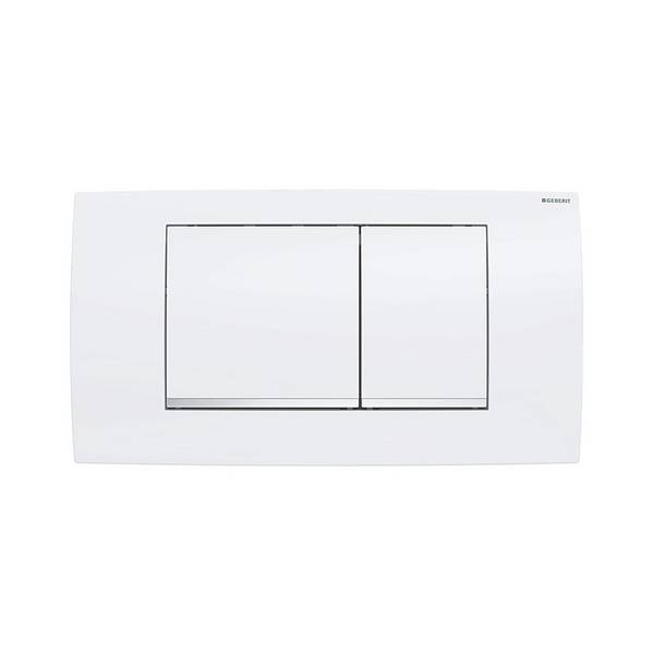 Geberit Twinline 30 Drückerplatte mit 2-Mengen-Spülung, Weiß, Hochglanz verchromt