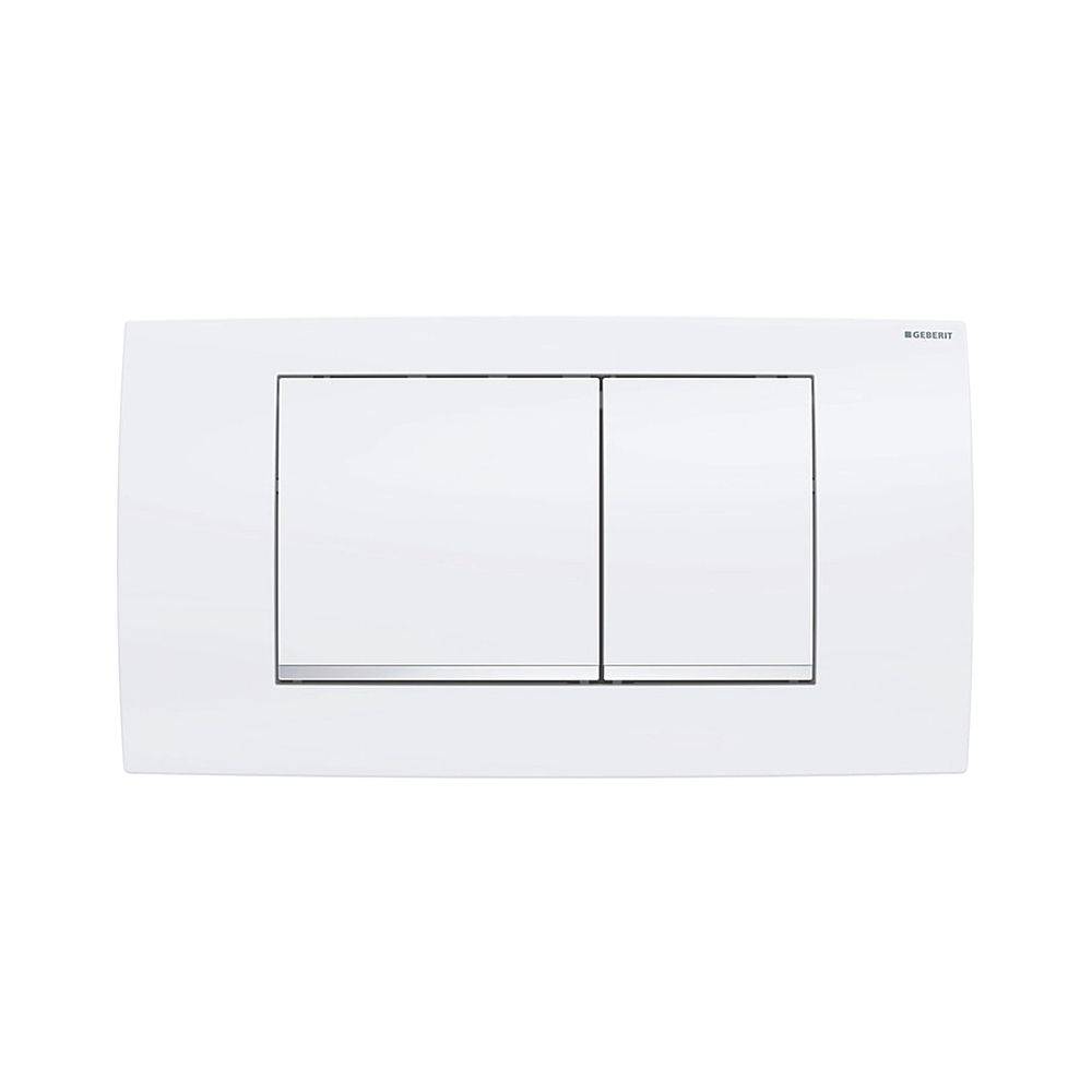 Geberit Twinline 30 Drückerplatte mit 2-Mengen-Spülung, Weiß, Hochglanz verchromt-0