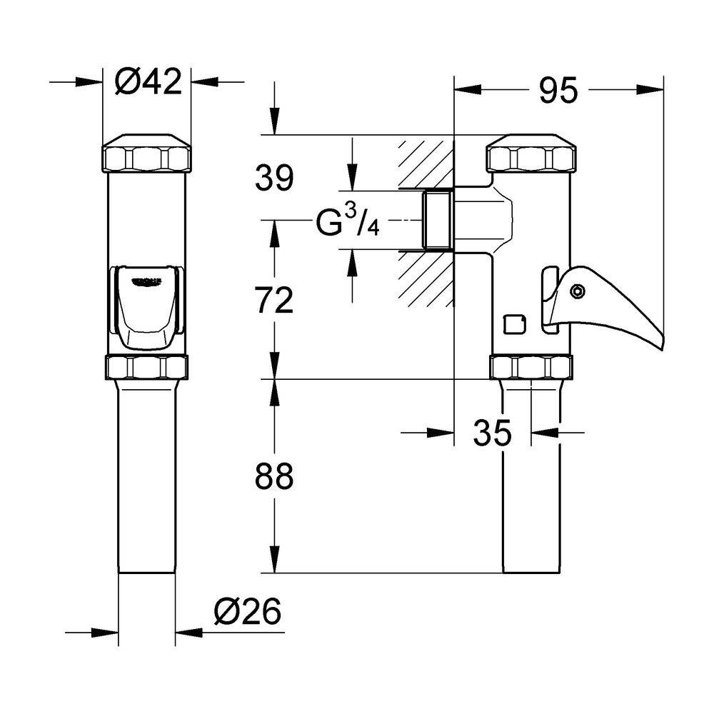 Grohe Voll-Automatic-Spüler DAL DN 20, für WC, Aufputz, Messing, Chrom, 37141000-3
