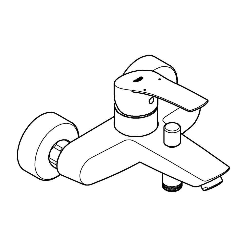 Grohe Eurosmart Einhand-Wannenbatterie, Wandmontage, Temperaturbegrenzer, S-Anschlüsse, Chrom, 33300003-3