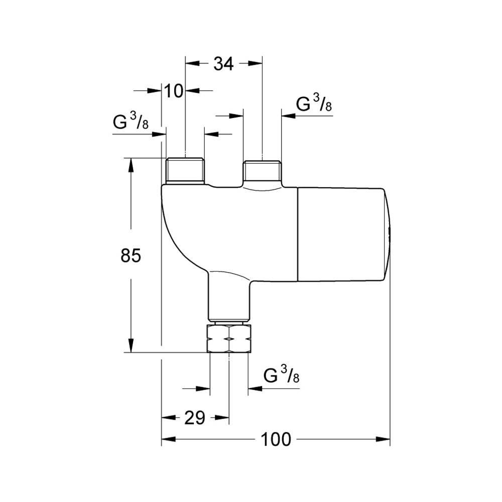Grohe Thermischer Verbrühschutz/Untertischthermostat Grohtherm Micro, Chrom, 34487000-3