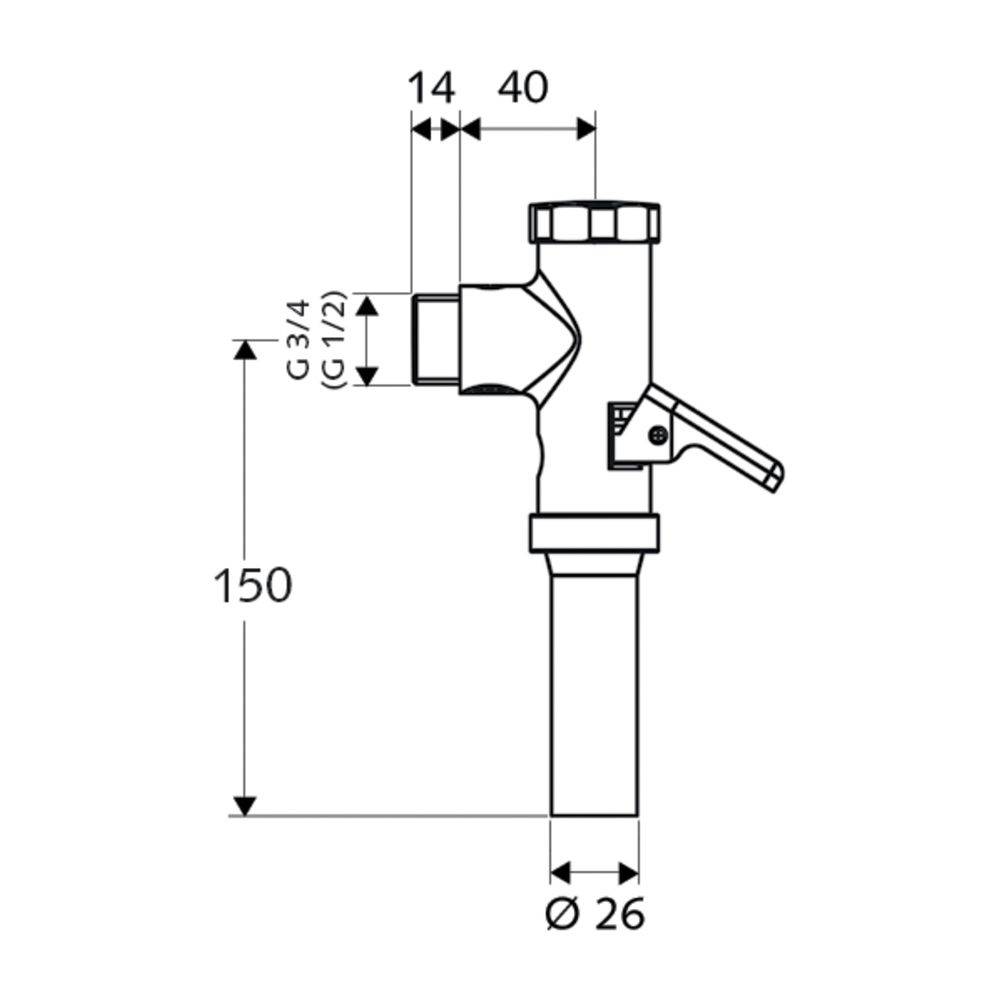 Schell Schellomat Aufputz WC Druckspüler Hebel 3/4", Chrom-1
