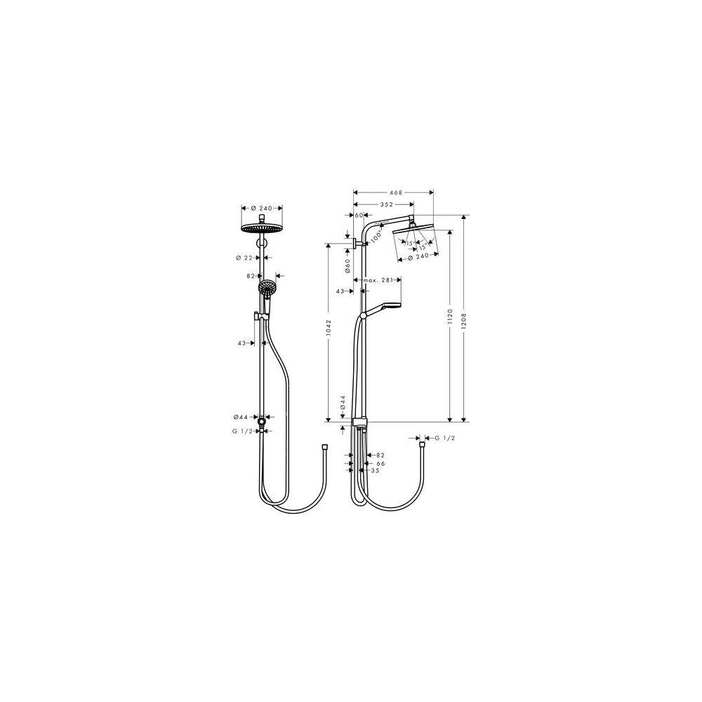 Hansgrohe Crometta S Showerpipe Duschsystem 240mm, 1jet, 9l/min EcoSmart Reno, Chrom-2