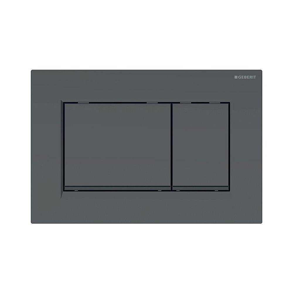 Geberit Drückerplatte Sigma20 mit 2-Mengen-Spülung, Schwarz/Schwarz matt lackiert, Easy to Clean-beschichtet, 115883161-0