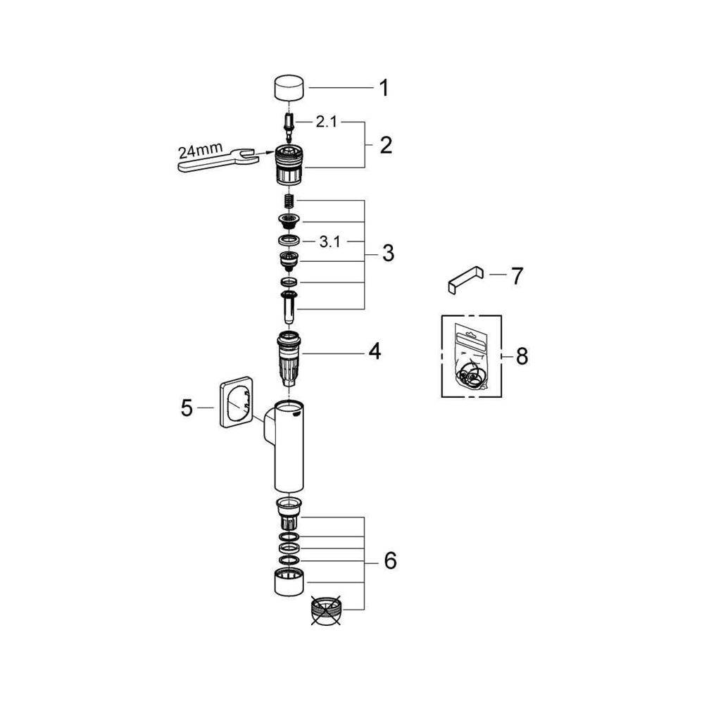 Grohe Rondo A.S. WC-Druckspüler DN 20, ohne Vorabsperrung, für Flach- und Tiefspül-WC, Chrom, 37347000-3