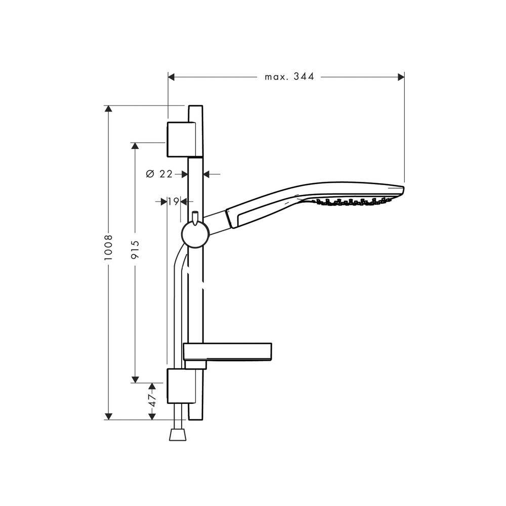 hansgrohe Raindance Select S Brauseset 150mm 3jet mit Brausestange 900mm 16,4l/min Seifenschale, Chrom-3