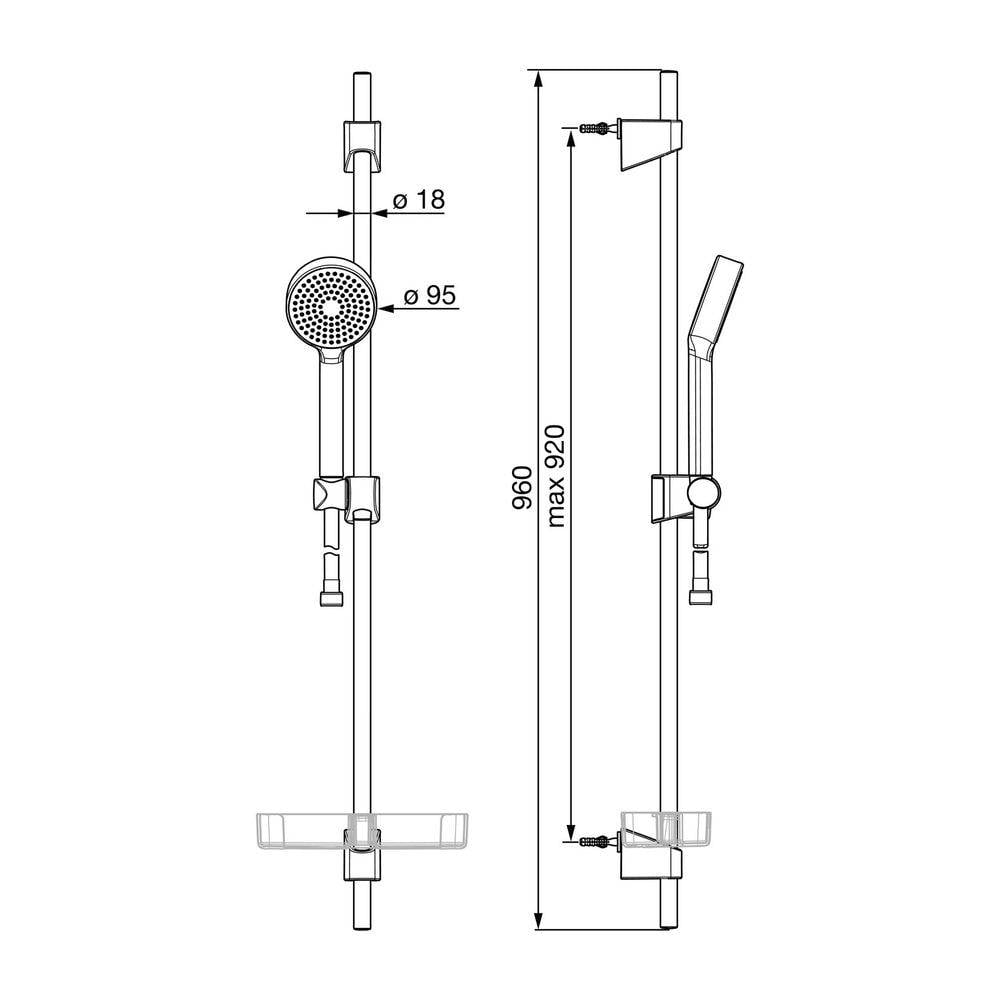 Hansa BasicJet Wandstangengarnitur 4467 1-strahlig Chrom-2