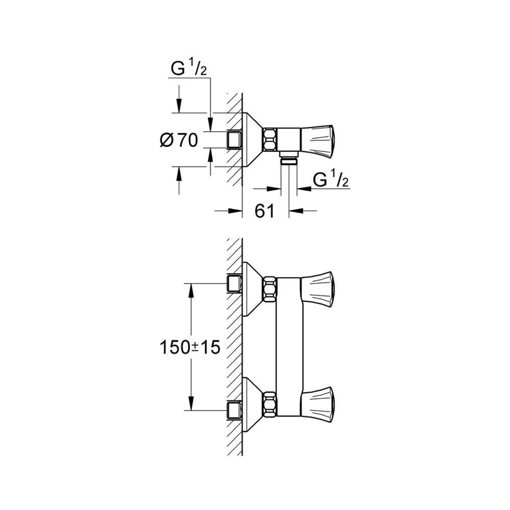Grohe Costa Zweigriff-Brausebatterie DN 15 Wandmontage, Chrom-2