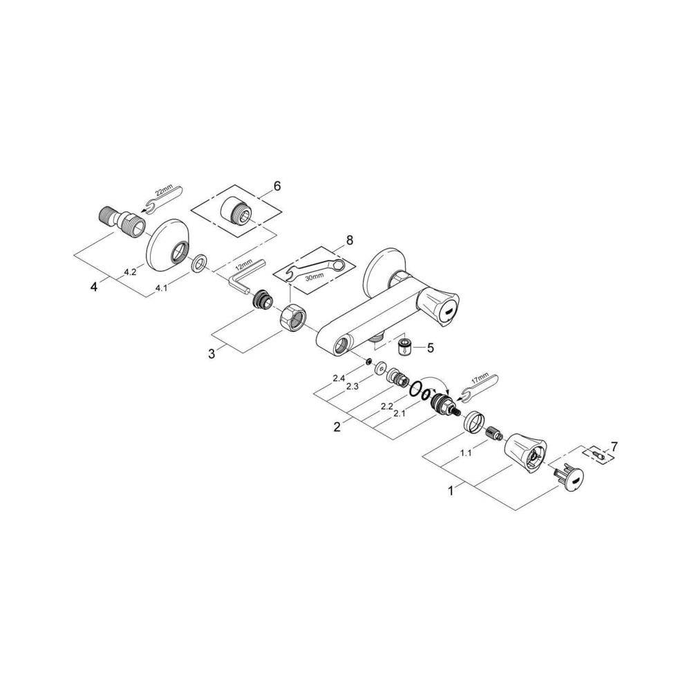 Grohe Costa Zweigriff-Brausebatterie DN 15 Wandmontage, Chrom-3
