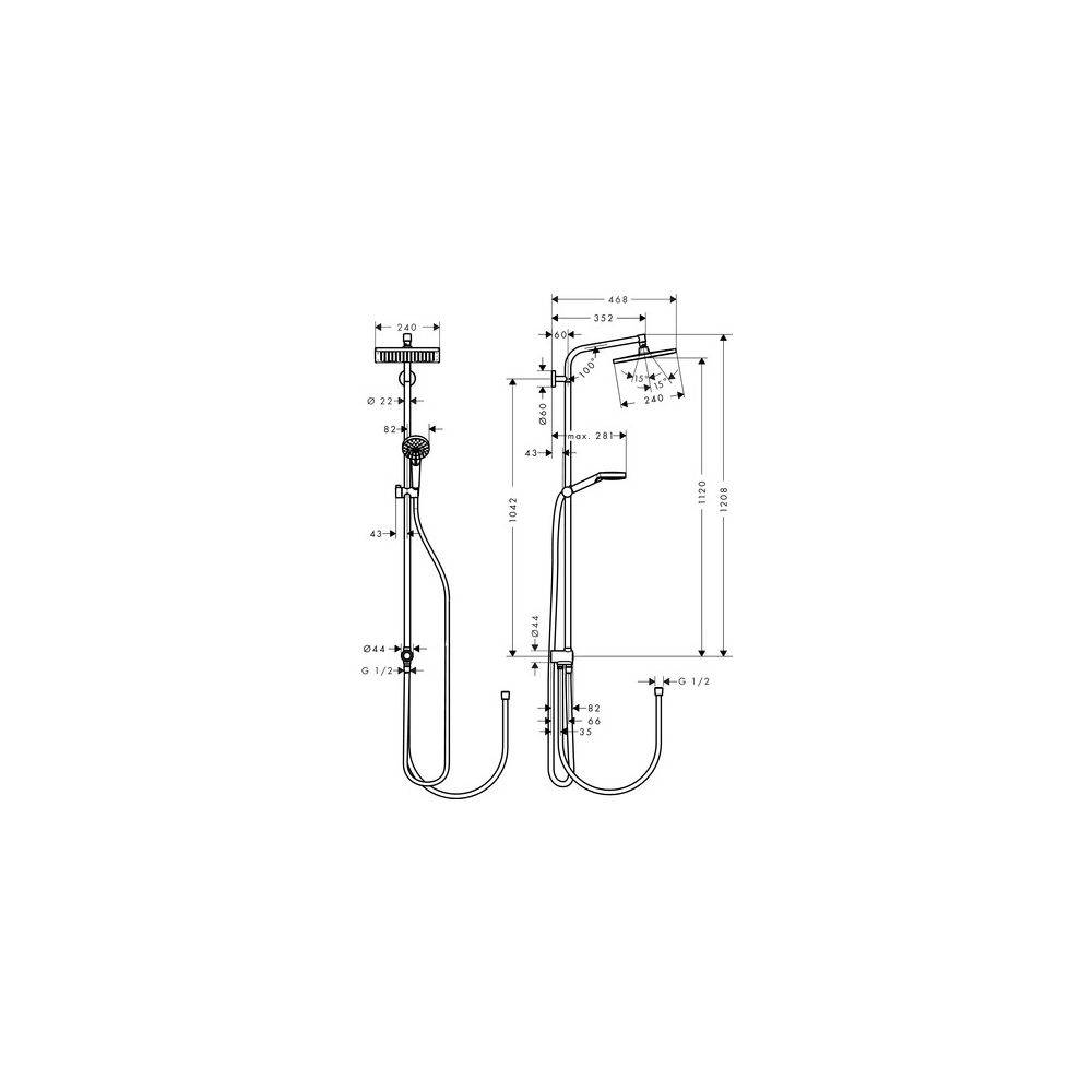 Hansgrohe Crometta E Showerpipe Duschsystem 240mm, 1jet, 9l/min EcoSmart Reno, Chrom-2
